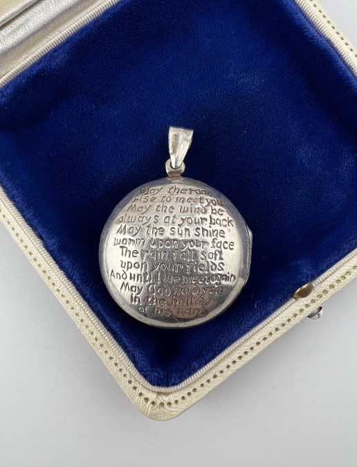 Sterling Locket w Celtic Knot & Prayer Inscription (1 of 5)