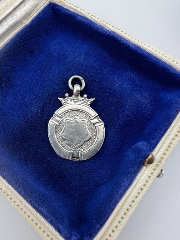 Antique English Sterling Crown & Shield Pendant (1 of 5)