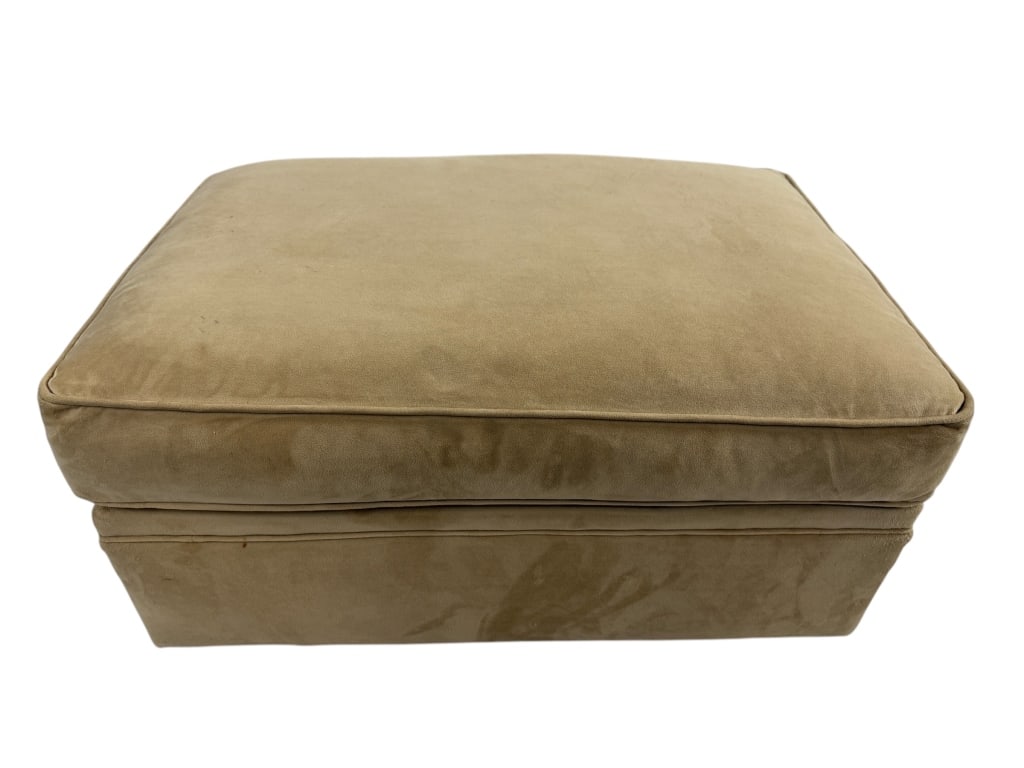 Contemporary Modern Suede Upholstered Ottoman: Contemporary Modern Suede Upholstered Ottoman. Measures 17 x 36 x 24 inches.