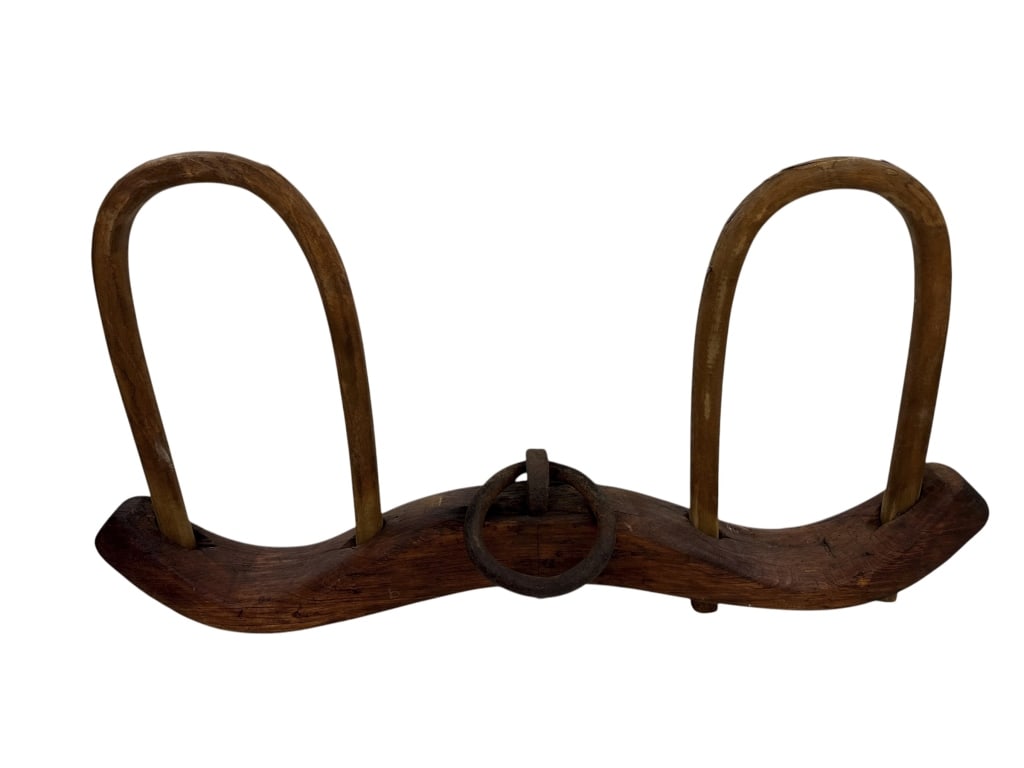 Antique 19th C Handmade Wooden Ox Yoke: Antique 19th C Handmade Wooden Ox Yoke. Measures 24 x 46 inches.