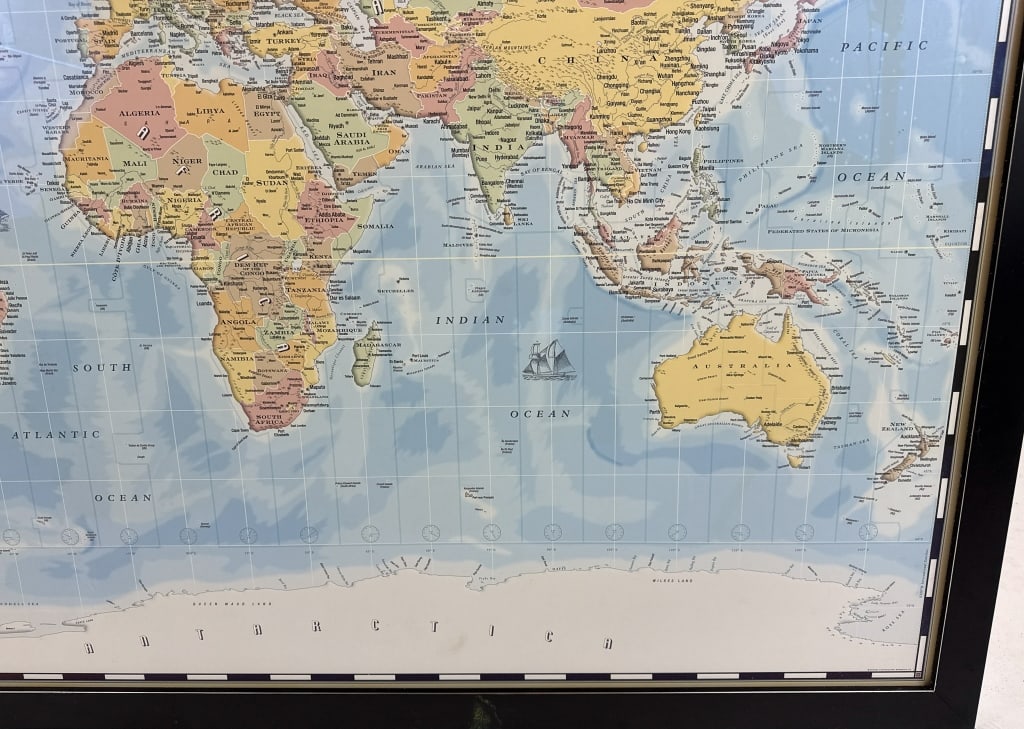 Large Scale Custom Framed World Map Print - 5