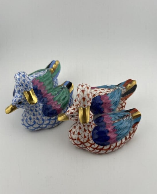 Pair of Herend Hungary Painted Duck Statues (1 of 8)