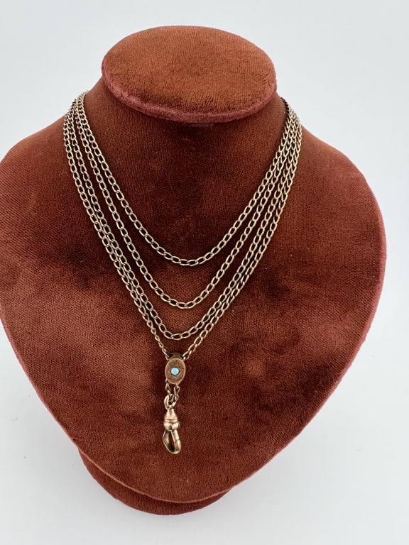 Antique 19th C 10k Gold Slide Watch Chain Necklace (1 of 7)