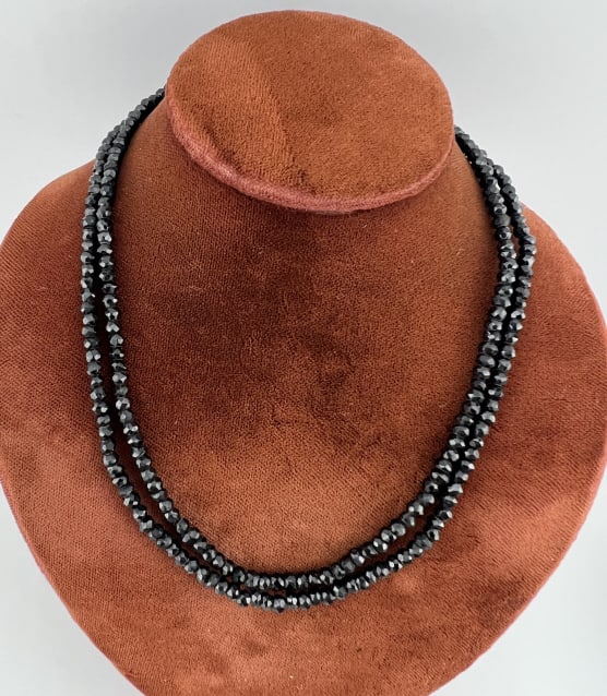 Faceted Ruby Bead Necklace Strand w Sterling Clasp (1 of 6)