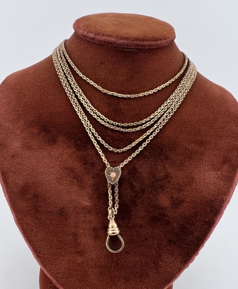 Antique 19th C 10k Gold Slide Watch Chain Necklace (1 of 9)