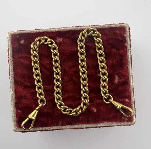Antique Gold Fill Watch Chain Extender w Dog Clips (1 of 4)