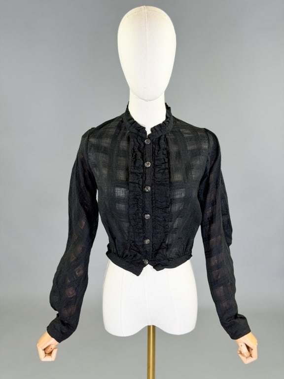 Antique Edwardian 1900s Stripe Wool Button Blouse (1 of 7)