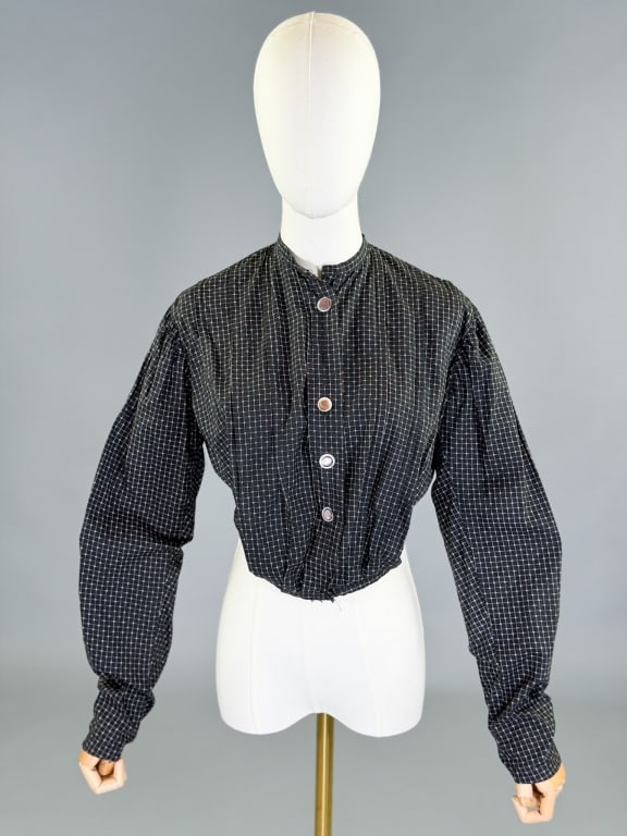 Antique 1900s Cotton Calico Blouse Top Shirt (1 of 8)