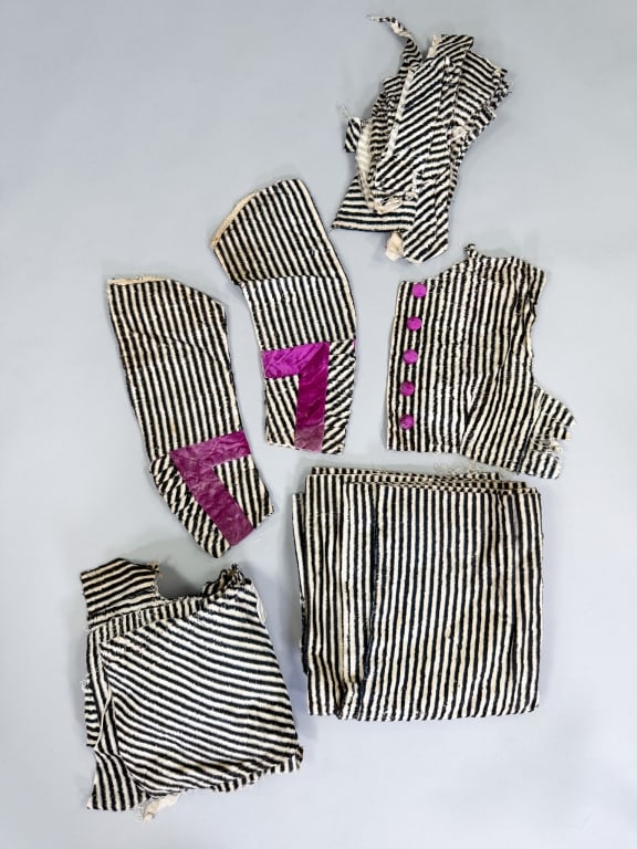 Antique Victorian Stripe Fleece Deconstructed Dress (1 of 7)