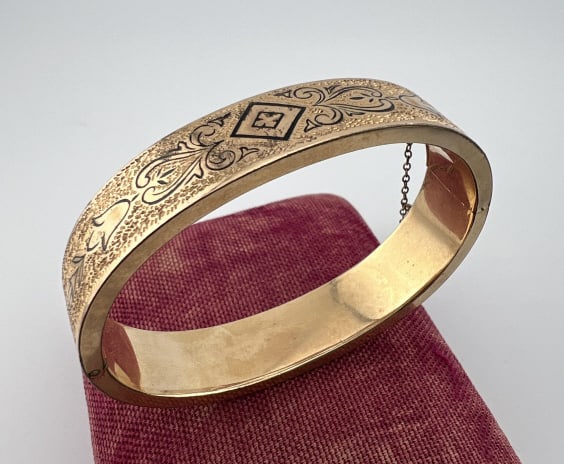 Antique 19th C Gold Filled Black Enamel Bracelet (1 of 7)