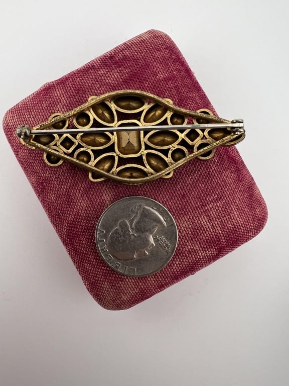 Antique Austro Hungarian Type Large Navette Brooch - 4