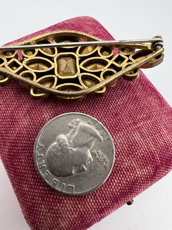 Antique Austro Hungarian Type Large Navette Brooch - 5