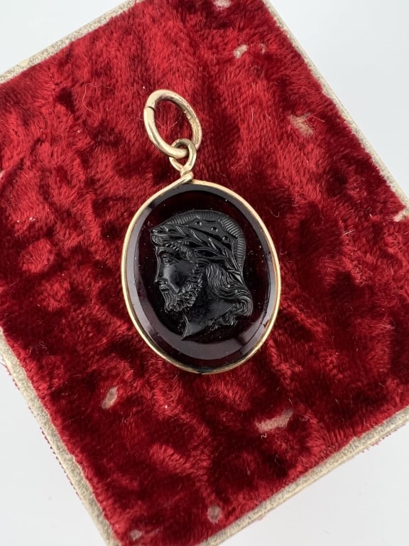 Antique 19th C Greco Roman Carnelian Cameo Fob