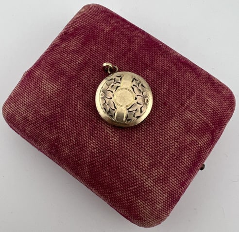 Antique Chased Gold Filled Locket Necklace Pendant