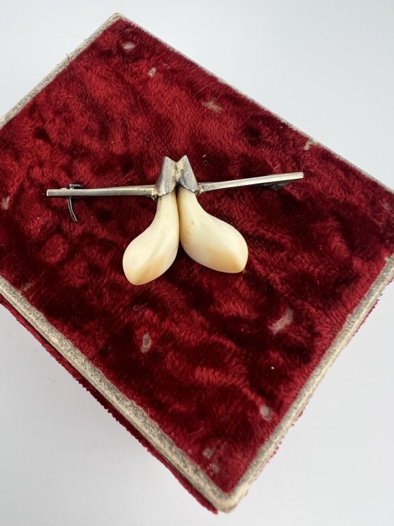Antique 19th C Charivari Silver & Tooth Brooch (1 of 5)