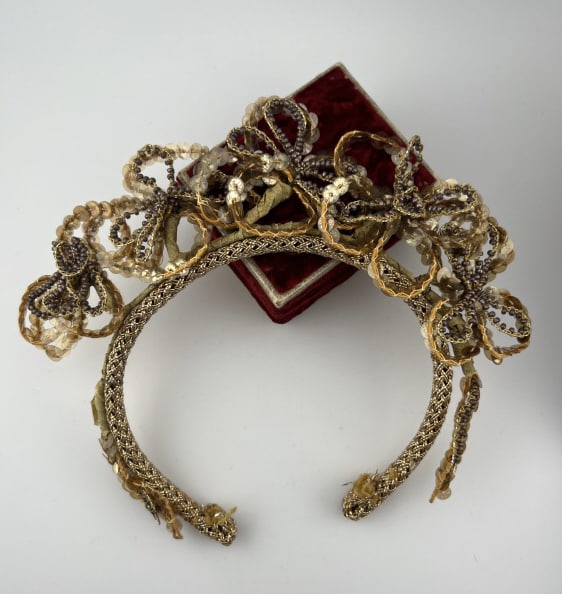 Antique C 1920s Headband / Headdress w Sequins (1 of 5)