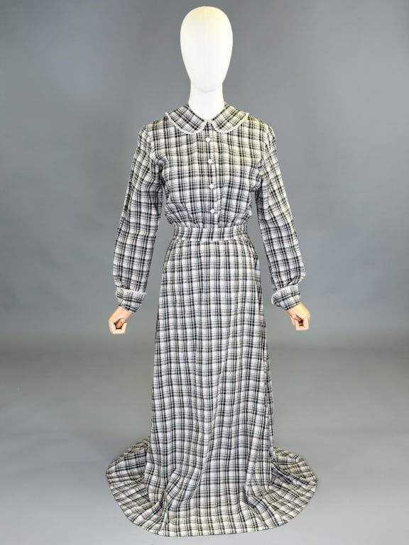 Antique 1900's Gingham Cotton Work Farm Dress (1 of 6)