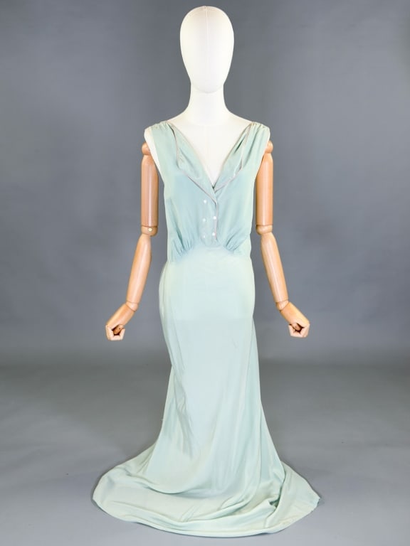 Vintage 1930s Blue Silk Slip Dress Night Gown (1 of 11)