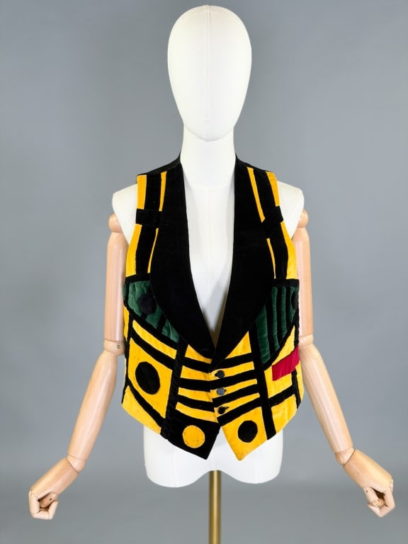 Vintage 1930s Velvet Patchwork Vest Gilet Top (1 of 8)