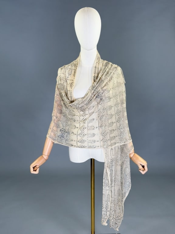 Antique 1920s Assuit Metal Net Shawl Scarf Wrap (1 of 12)