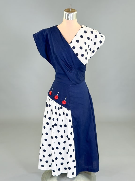 Vintage 1950s Cotton Color Block Dress (1 of 7)