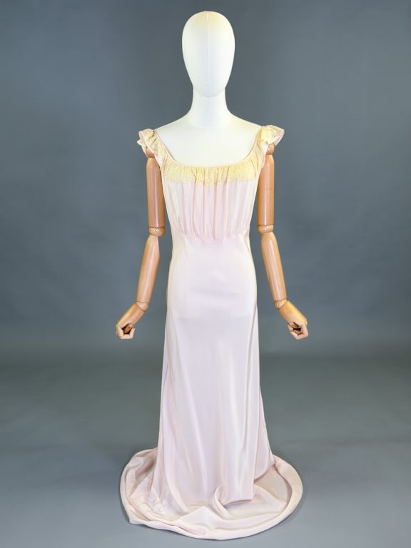 Vintage 1940s Rayon Lace Slip Dress Night Gown (1 of 11)