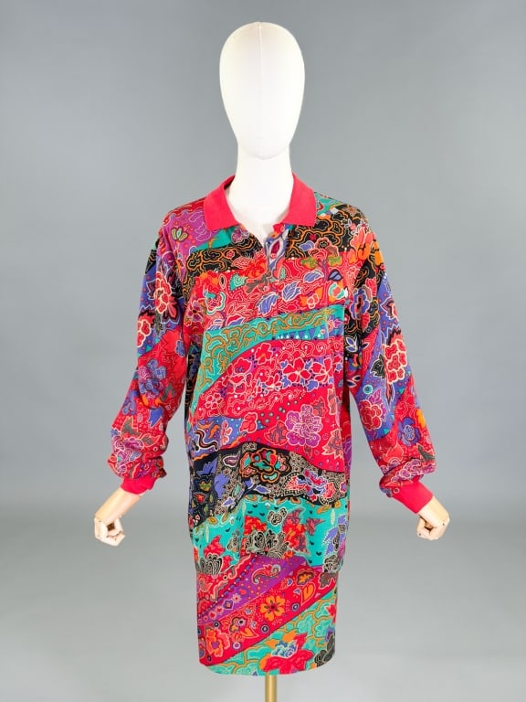 Vintage 1980s Leonard Knit Pique 2 PC Skirt Set (1 of 8)