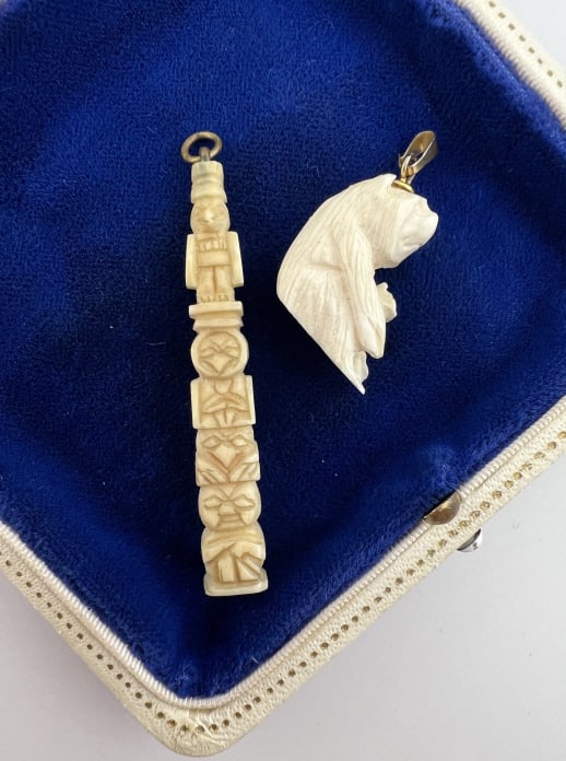 Antique Carved Inuit / Eskimo Totem Pole Pendant (1 of 5)