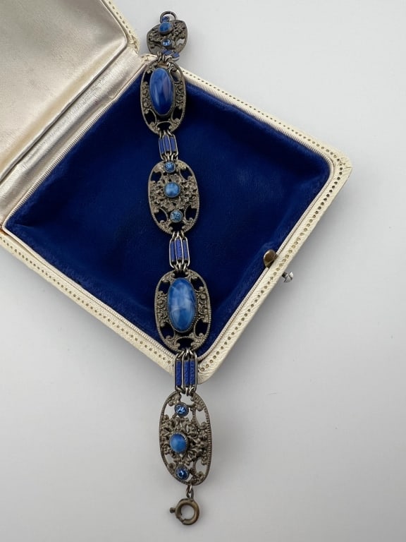 Antique C1920 Art Deco Czech Style Panel Bracelet (1 of 7)