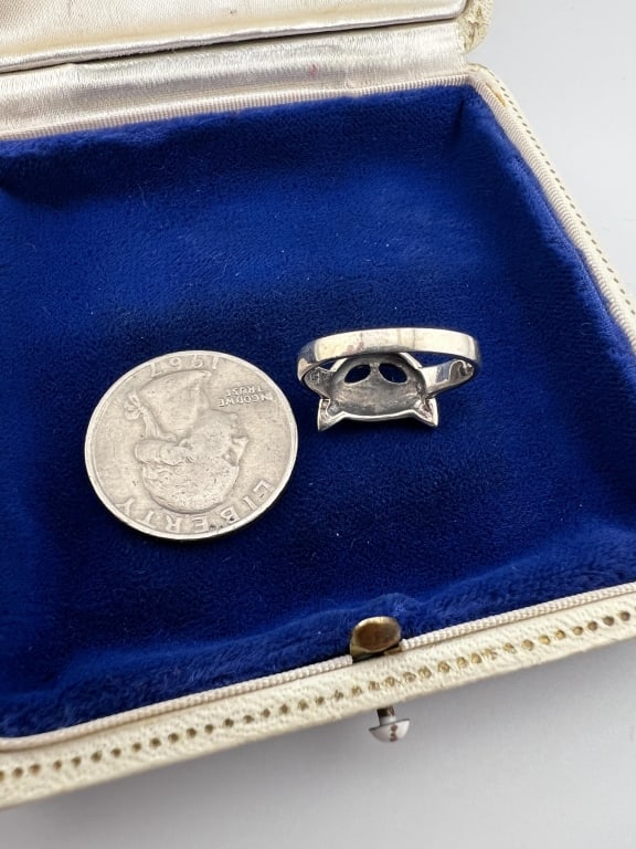 Vintage Sterling Silver Figural Cat Ring - 5