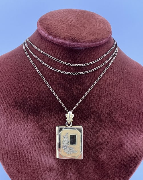 Art Deco Style Gold Fill Book Form Locket Pendant (1 of 6)