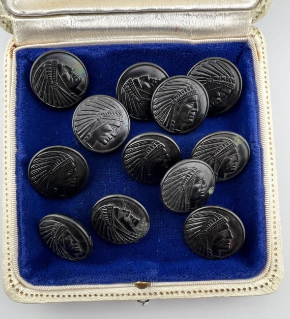 Collection Antique Buttons w Native American Motif (1 of 4)