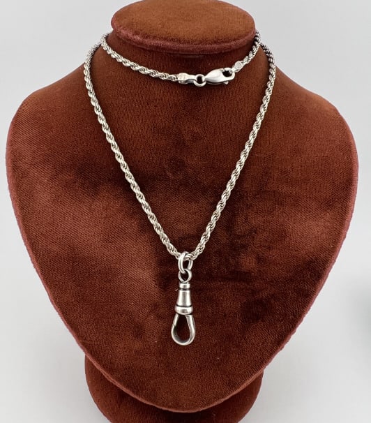 Estate Sterling Rope Chain w Sterling Dog Clip (1 of 7)