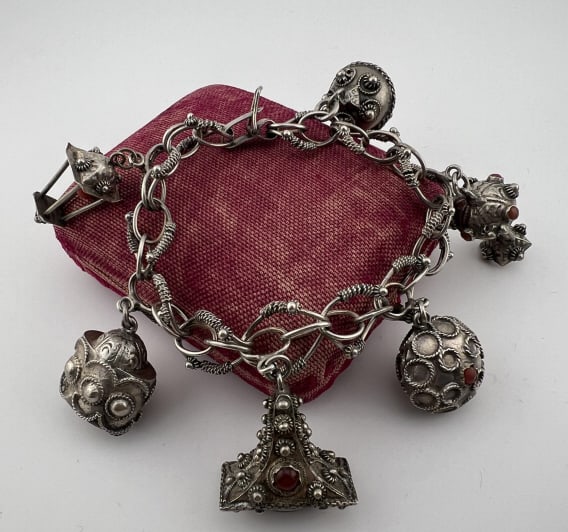 Antique Italian 800 Silver Etruscan Charm Bracelet (1 of 8)
