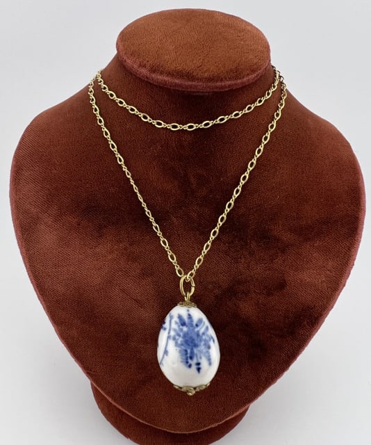 Russian Egg Necklace Pendant on Ornate Chain (1 of 7)