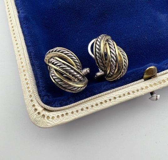 David Yurman Style Sterling & Gold Accent Earrings