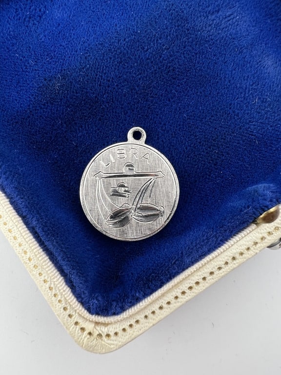 Vintage Sterling Silver Libra Zodiac Pendant Charm