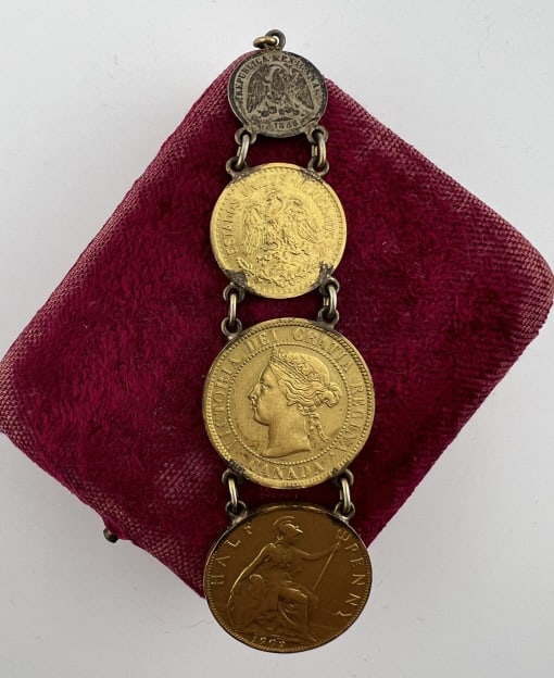 Antique Circa 1888 Coin Watch Chain Fob Pendant (1 of 11)