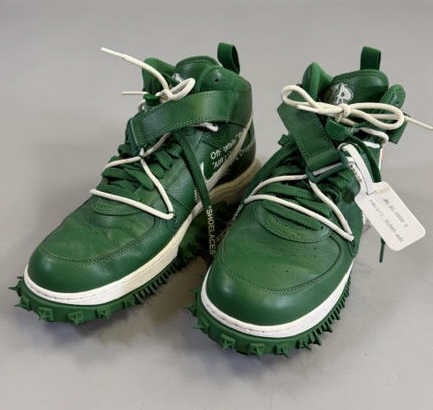 Nike Off White Air Force 1 Pine Green Sneakers: Nike Off White Air Force 1 Pine Green Sneakers. Men's size 10. Some signs of being worn / used but overall nice condition, please see photos.