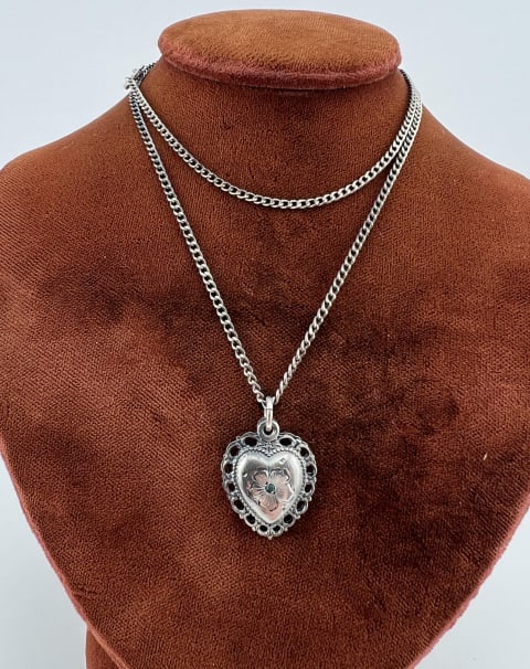 Vintage Sterling & Enamel Religious Heart Necklace (1 of 6)