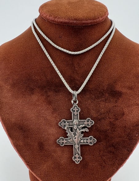 Italian Sterling Necklace Chain w Cross Pendant (1 of 6)
