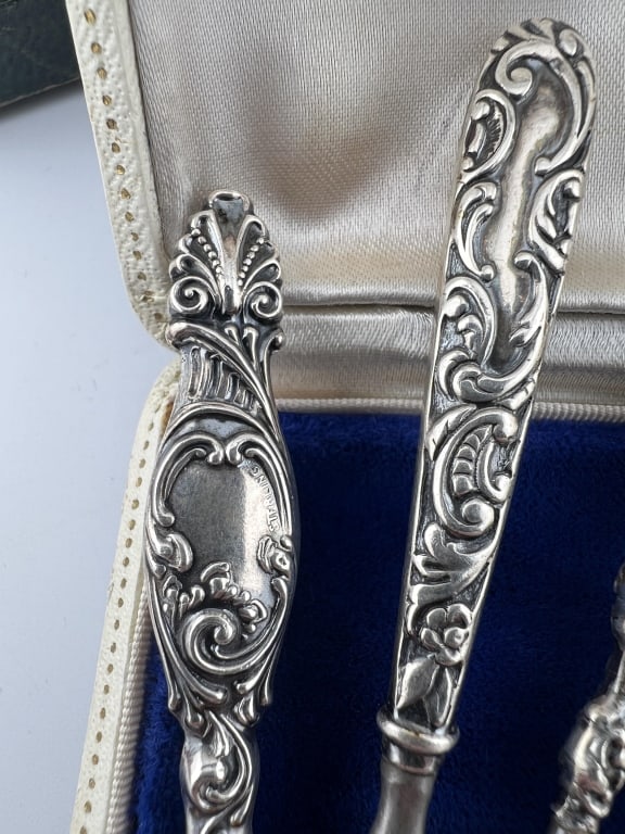 Five Antique Sterling Silver Handle Vanity Tools - 3