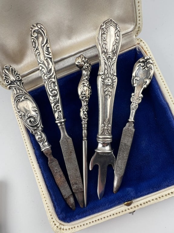 Five Antique Sterling Silver Handle Vanity Tools - 5