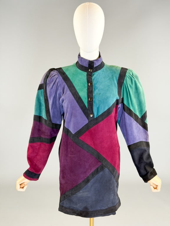 Vintage 1980s Ungaro Leather Patchwork Dress (1 of 11)