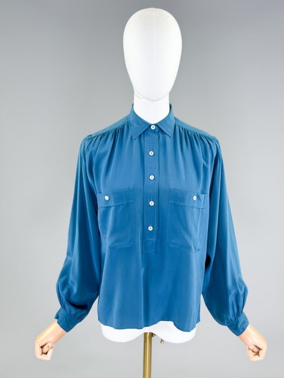Vintage 1980s Yves Saint Laurent Silk Blouse Top (1 of 9)