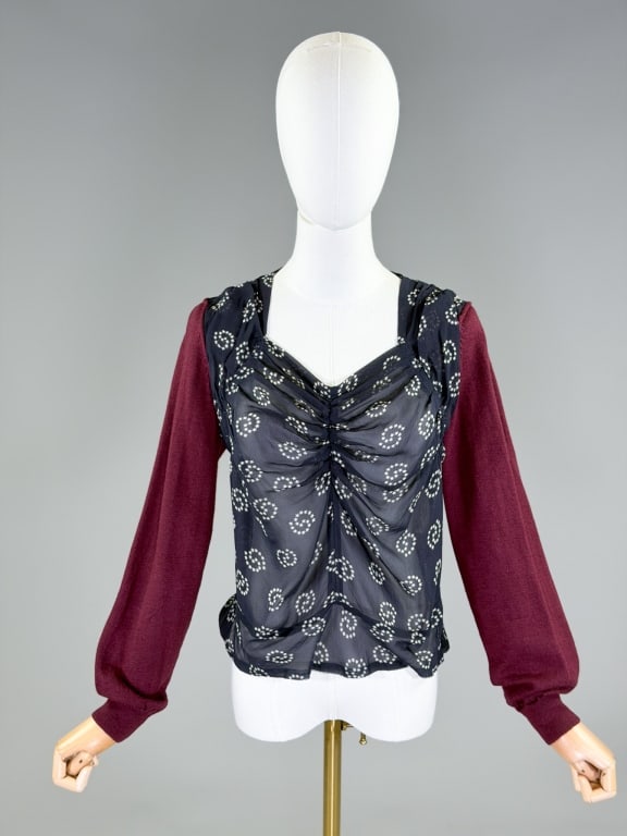 Vintage Comme Des Garcons Silk Chiffon Wool Blouse (1 of 8)