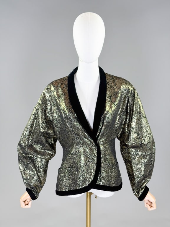 Vintage 1980s Jeanne Lanvin Metallic Blazer Jacket (1 of 7)