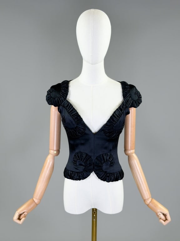Vintage Valentino Black Silk Satin Spiral Blouse (1 of 9)