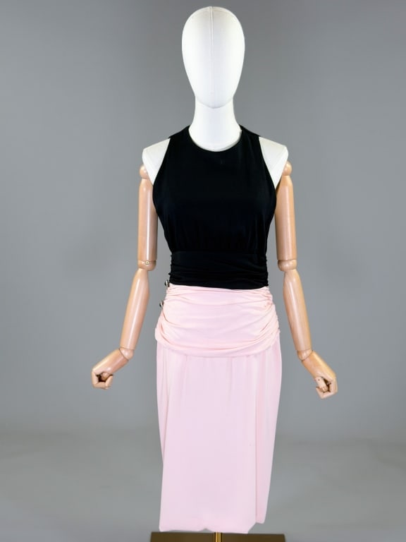 Vintage 1980s Oscar de la Renta Draped Crepe Dress (1 of 10)