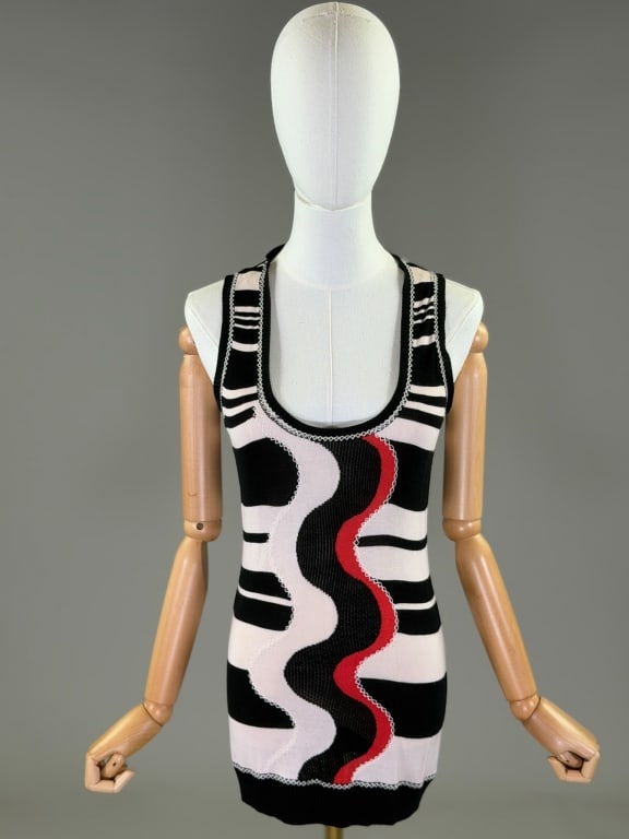 Vintage 2000s Christian Lacroix Knit Tank Top: Vintage 2000s Christian Lacroix Knit Tank Top having sleeveless armholes with scoop neckline and stripe pattern throughout. Labeled Christian Lacroix – marked size 36. Measuring 32–38 inch bust 30